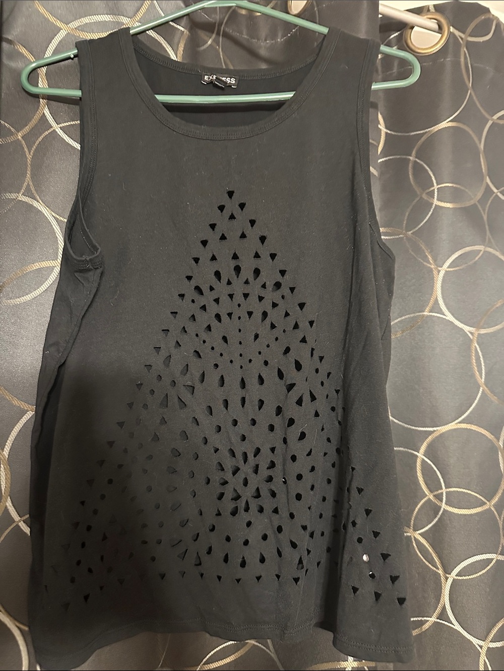 Express Black Laser-Cut Triangle Pattern Tank